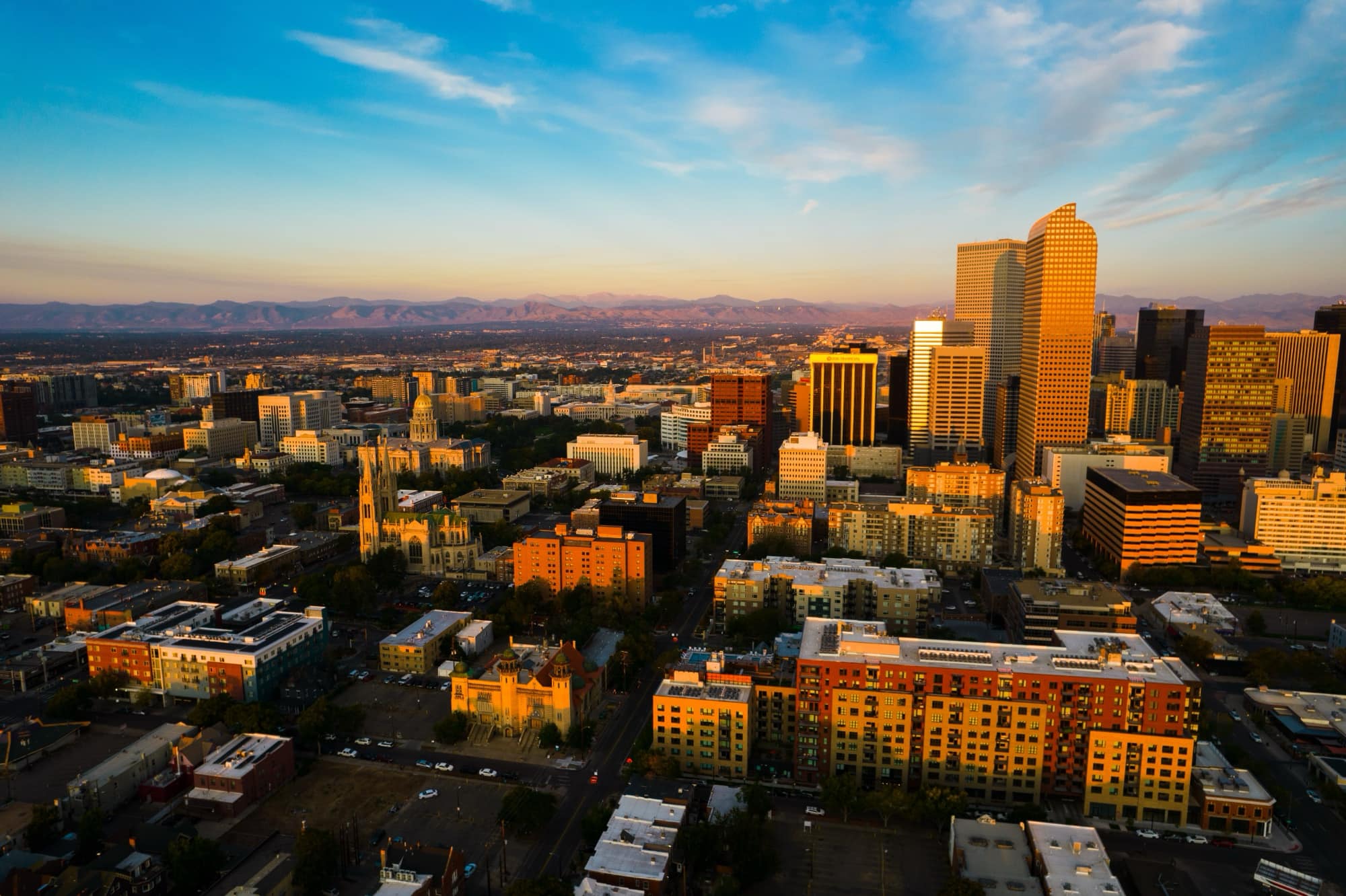 Denver skyline at sunrise