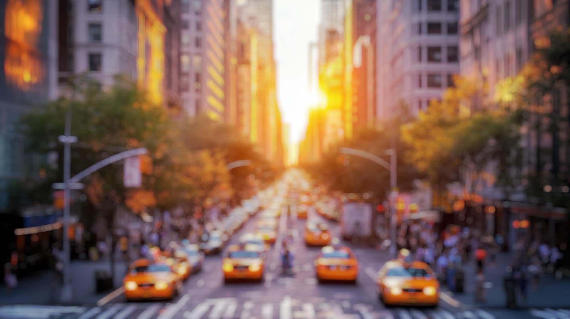 New York street at sunrise